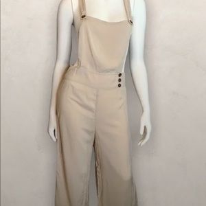 Beige bib jumpsuit